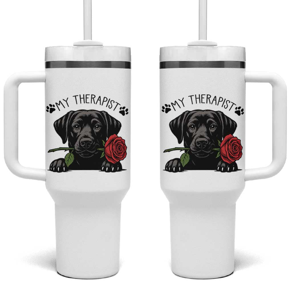 Black Labrador Retriever Is My Therapist Tumbler With Handle Dog Lover Gift - Wonder Print Shop