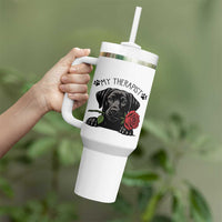 Black Labrador Retriever Is My Therapist Tumbler With Handle Dog Lover Gift - Wonder Print Shop