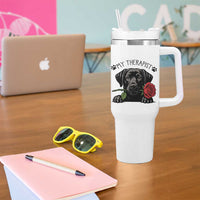Black Labrador Retriever Is My Therapist Tumbler With Handle Dog Lover Gift - Wonder Print Shop