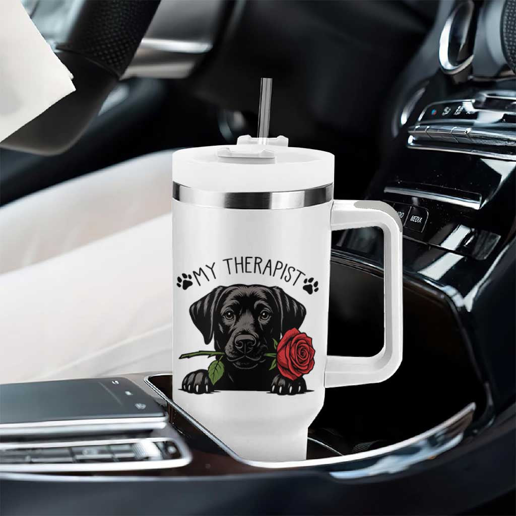 Black Labrador Retriever Is My Therapist Tumbler With Handle Dog Lover Gift - Wonder Print Shop