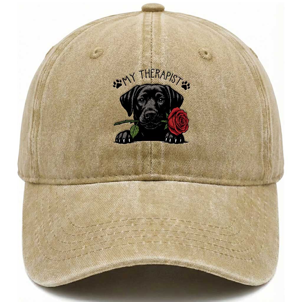 Black Labrador Retriever Is My Therapist Washed Cotton Baseball Cap Dog Lover Gift