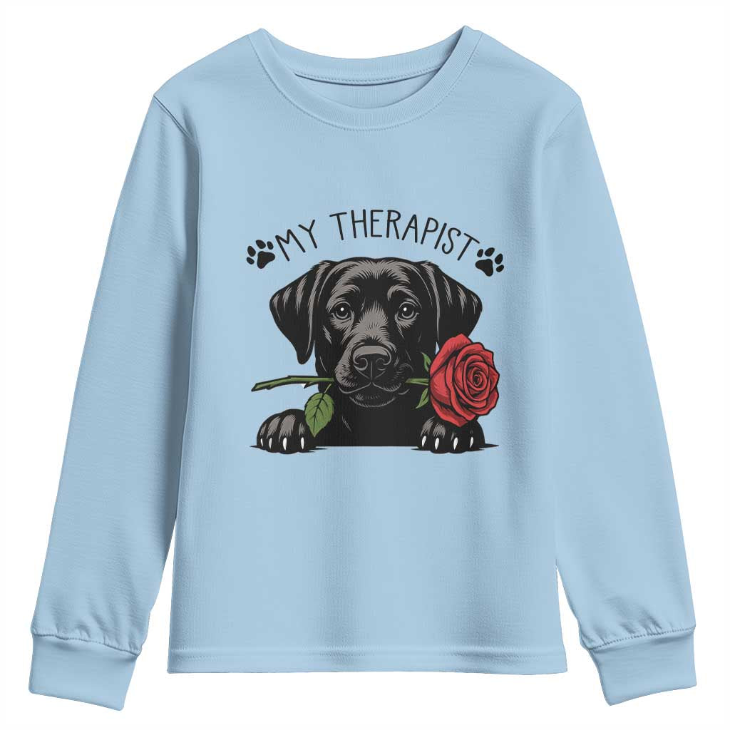 Black Labrador Retriever Is My Therapist Youth Sweatshirt Dog Lover Gift - Wonder Print Shop