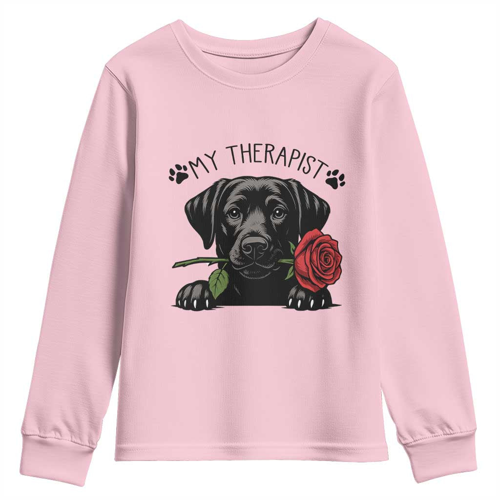 Black Labrador Retriever Is My Therapist Youth Sweatshirt Dog Lover Gift - Wonder Print Shop