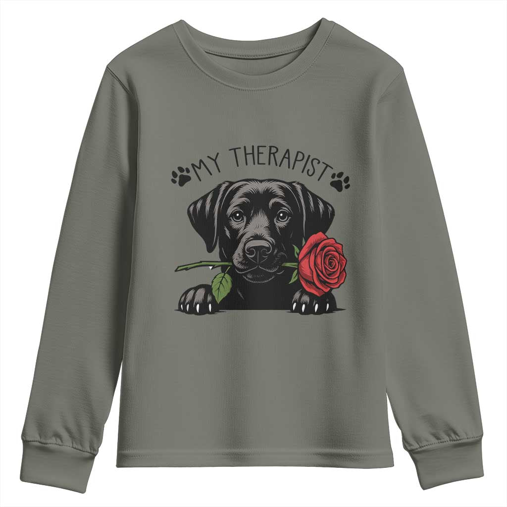 Black Labrador Retriever Is My Therapist Youth Sweatshirt Dog Lover Gift - Wonder Print Shop
