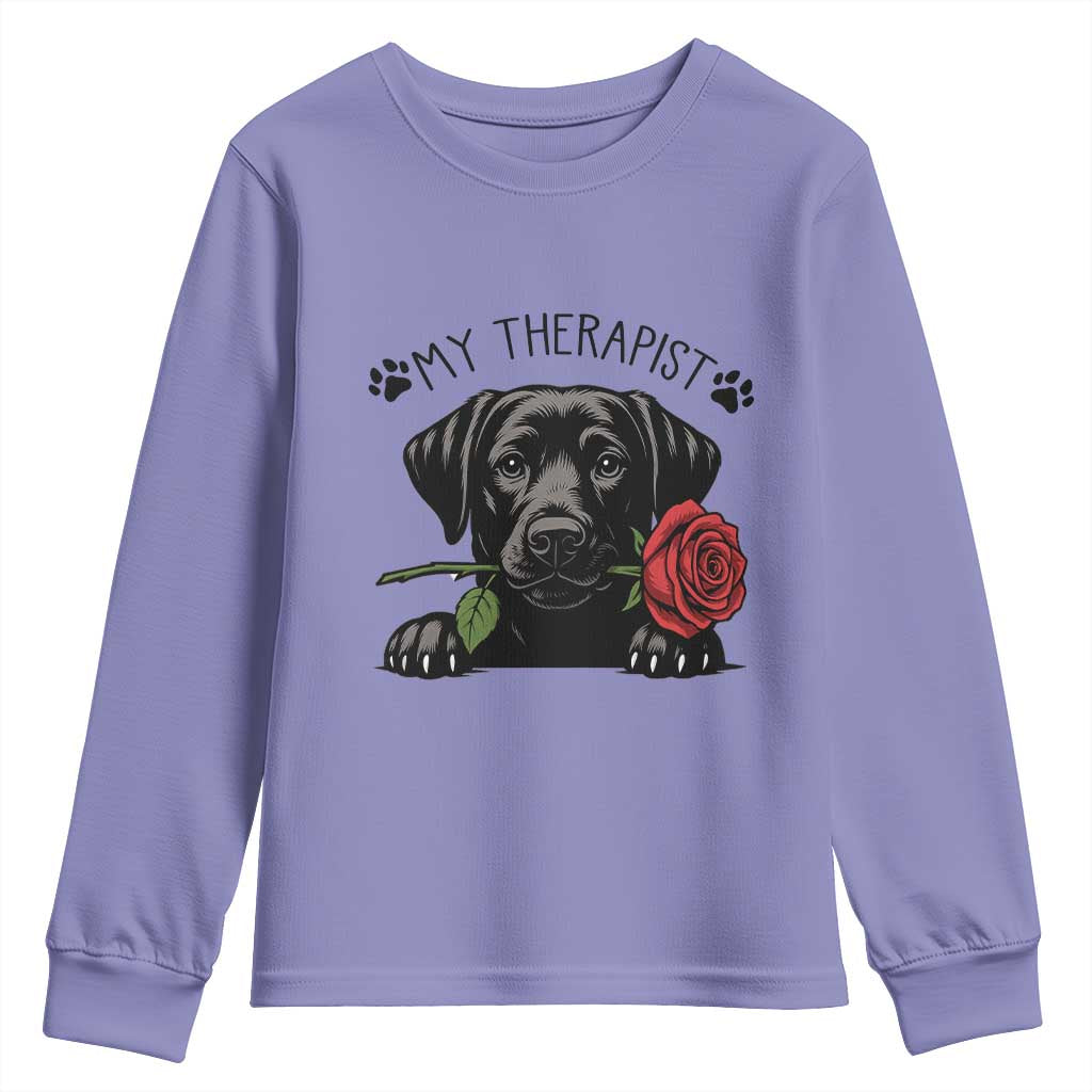 Black Labrador Retriever Is My Therapist Youth Sweatshirt Dog Lover Gift - Wonder Print Shop