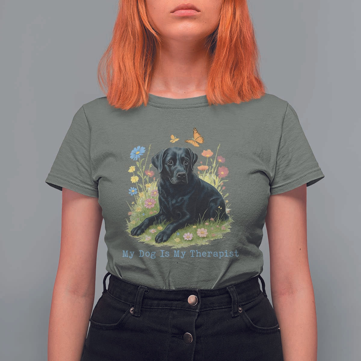 My Dog Is My Therapist T Shirt For Women Labrador Retriever Lover Gift - Wonder Print Shop
