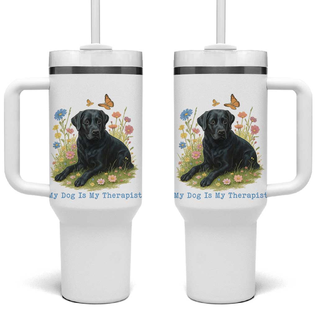 My Dog Is My Therapist Tumbler With Handle Labrador Retriever Lover Gift - Wonder Print Shop