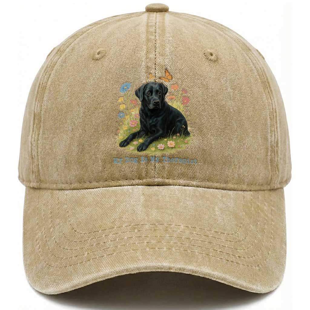 My Dog Is My Therapist Washed Cotton Baseball Cap Labrador Retriever Lover Gift