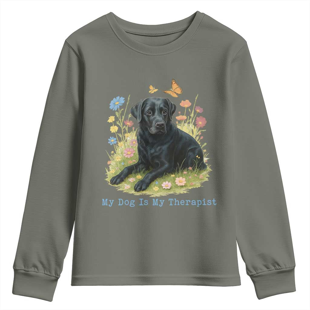My Dog Is My Therapist Youth Sweatshirt Labrador Retriever Lover Gift - Wonder Print Shop