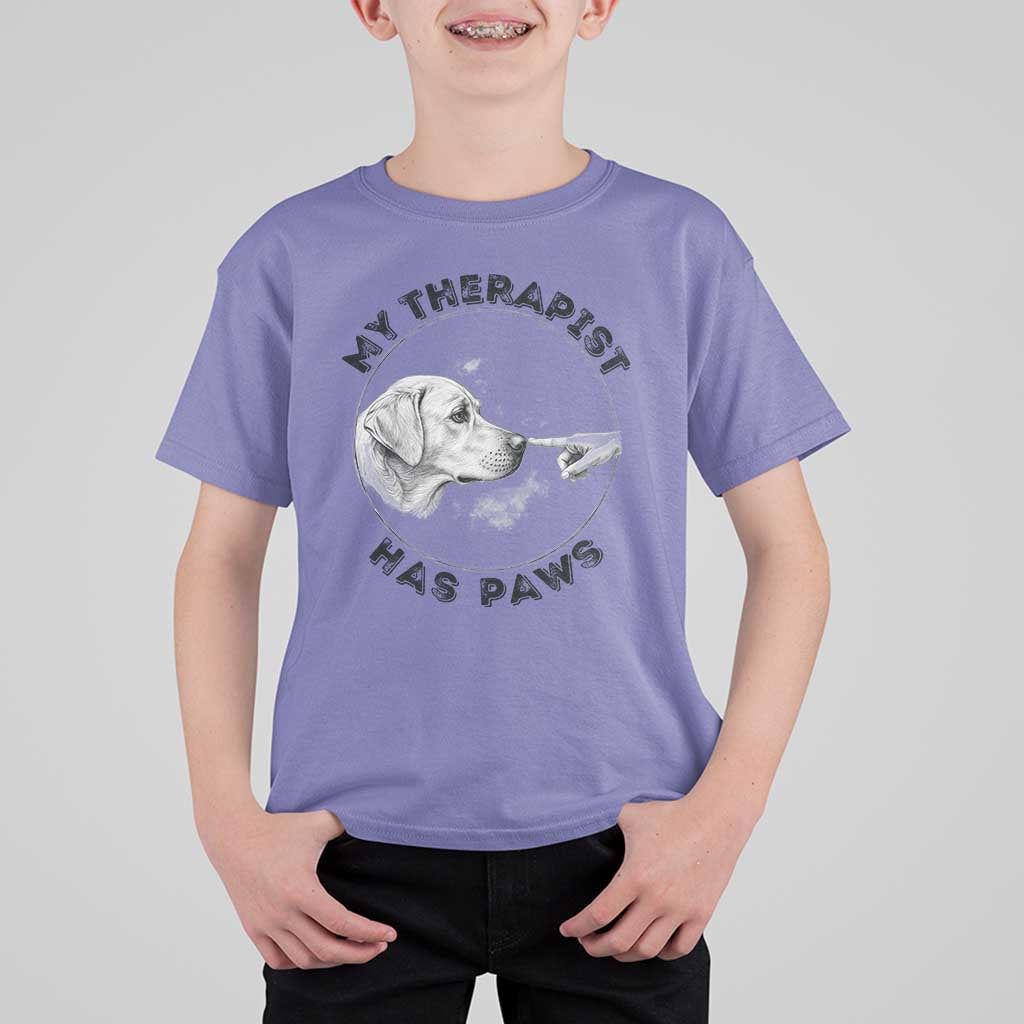 Funny Labrador Retriever Gift T Shirt For Kid My Therapist Has Paws - Wonder Print Shop