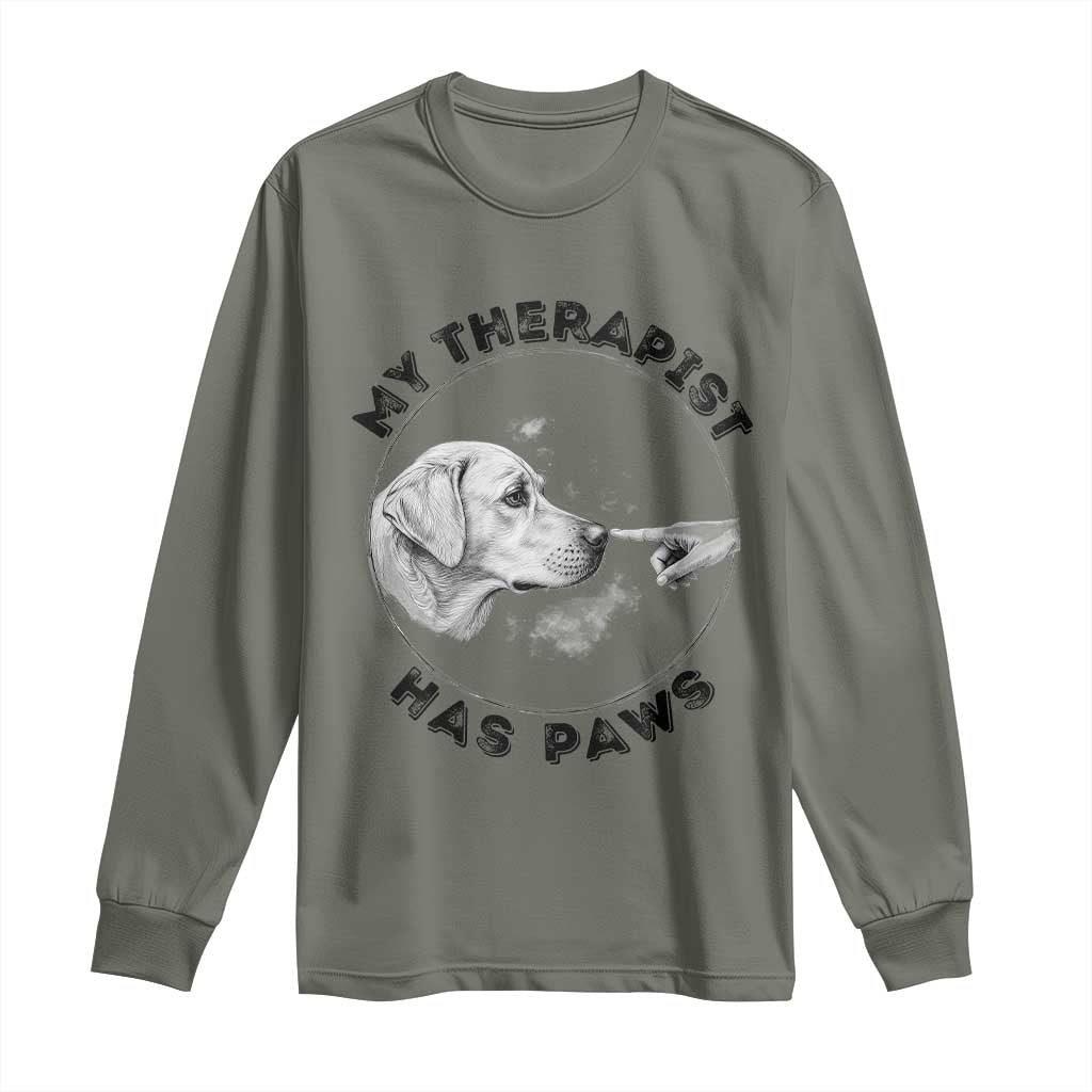 Funny Labrador Retriever Gift Long Sleeve Shirt My Therapist Has Paws - Wonder Print Shop