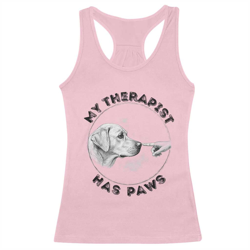 Funny Labrador Retriever Gift Racerback Tank Top My Therapist Has Paws - Wonder Print Shop