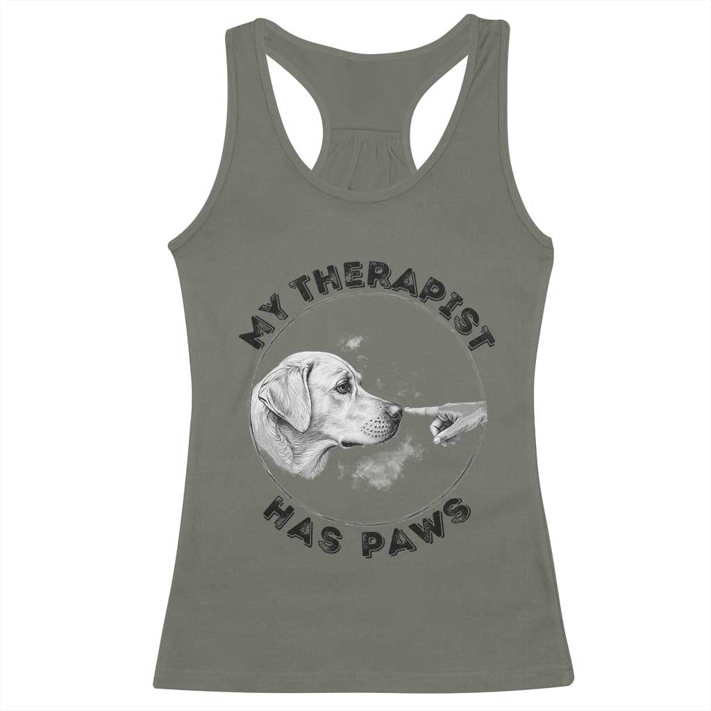 Funny Labrador Retriever Gift Racerback Tank Top My Therapist Has Paws - Wonder Print Shop