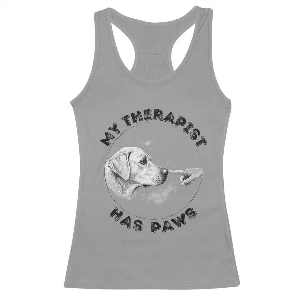 Funny Labrador Retriever Gift Racerback Tank Top My Therapist Has Paws - Wonder Print Shop