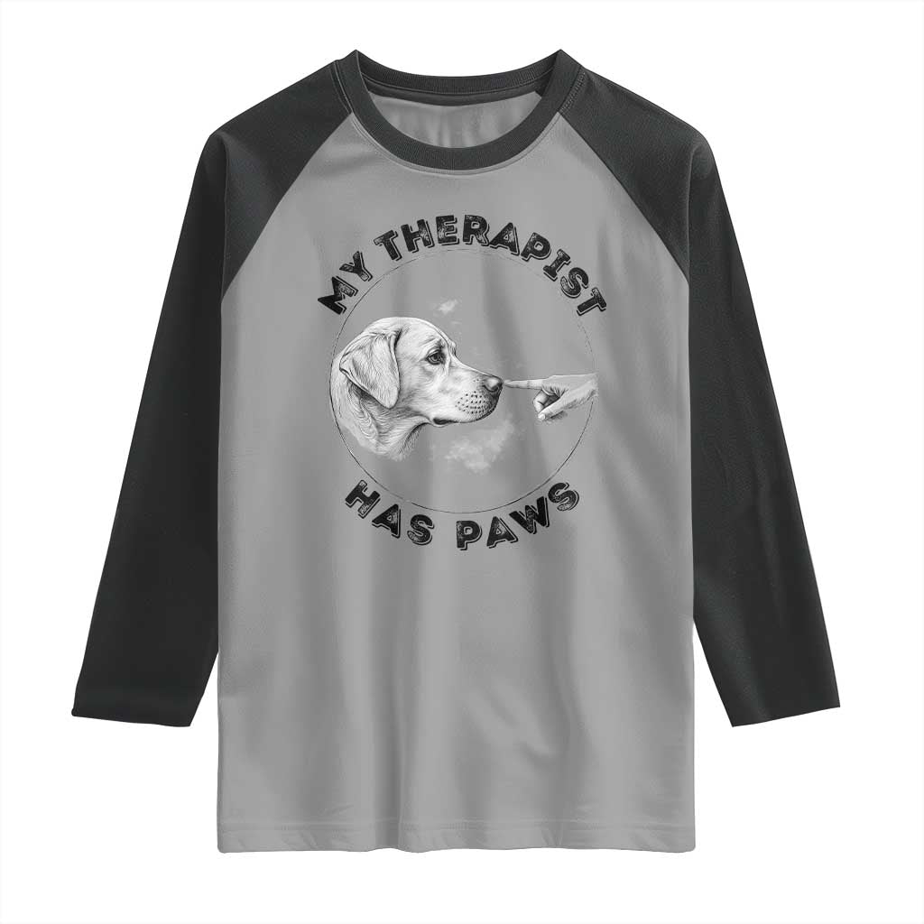 Funny Labrador Retriever Gift Raglan Shirt My Therapist Has Paws - Wonder Print Shop