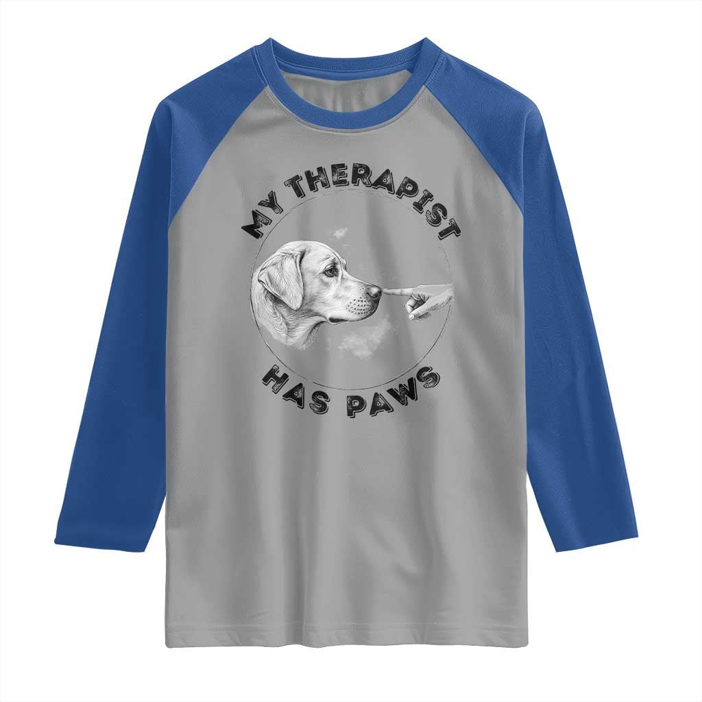Funny Labrador Retriever Gift Raglan Shirt My Therapist Has Paws - Wonder Print Shop