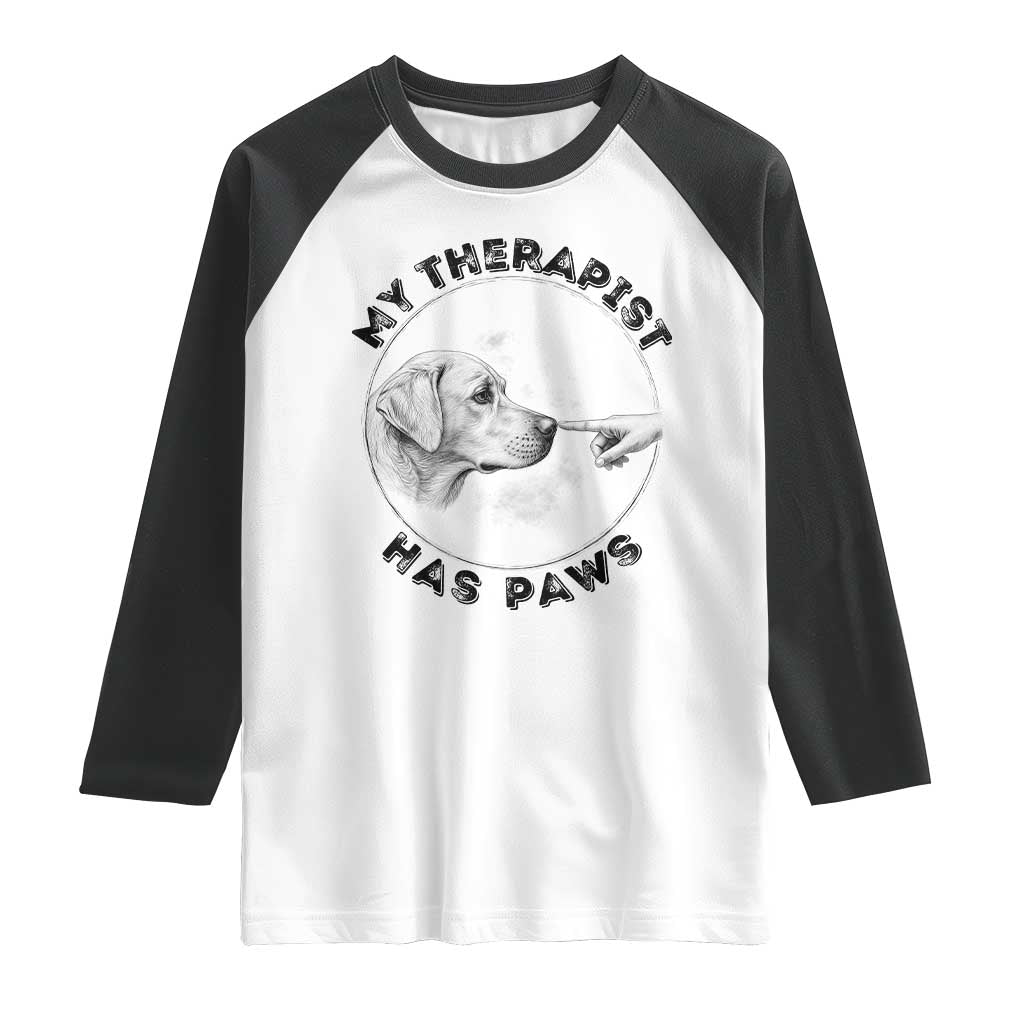 Funny Labrador Retriever Gift Raglan Shirt My Therapist Has Paws - Wonder Print Shop