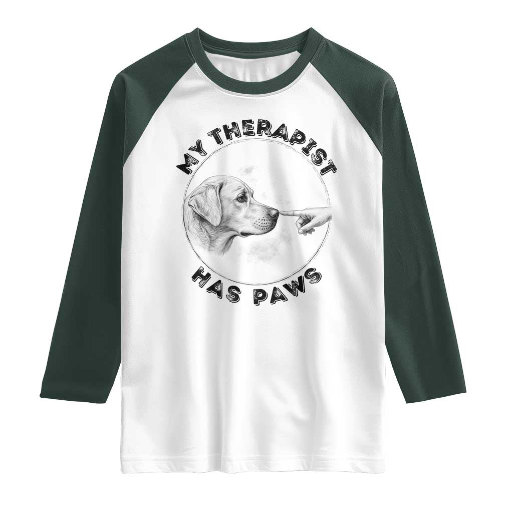 Funny Labrador Retriever Gift Raglan Shirt My Therapist Has Paws - Wonder Print Shop