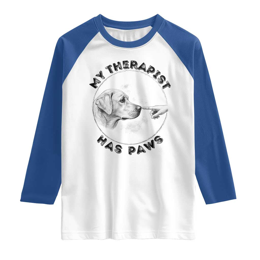 Funny Labrador Retriever Gift Raglan Shirt My Therapist Has Paws - Wonder Print Shop