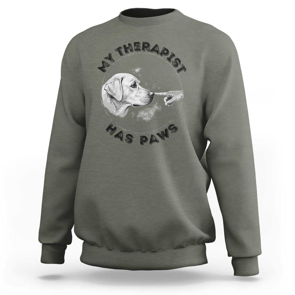Funny Labrador Retriever Gift Sweatshirt My Therapist Has Paws - Wonder Print Shop