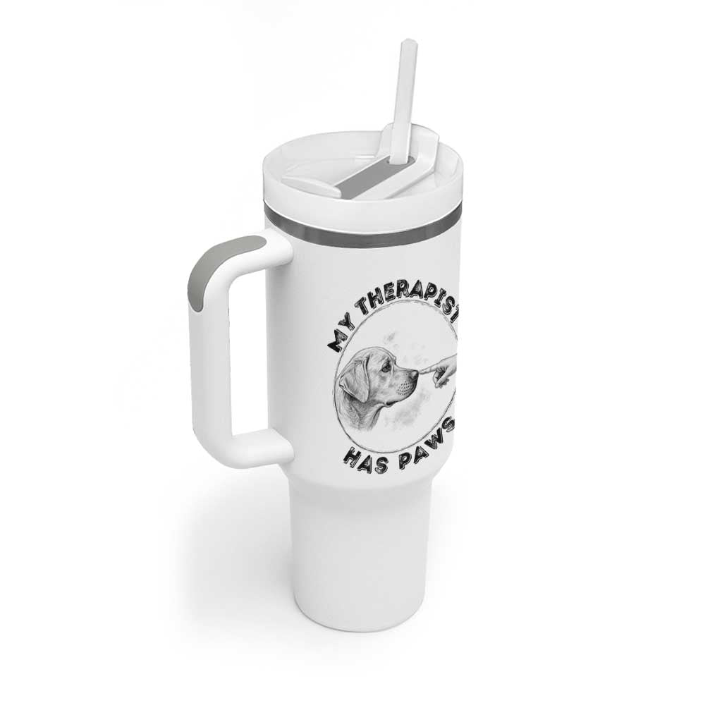 Funny Labrador Retriever Gift Tumbler With Handle My Therapist Has Paws - Wonder Print Shop