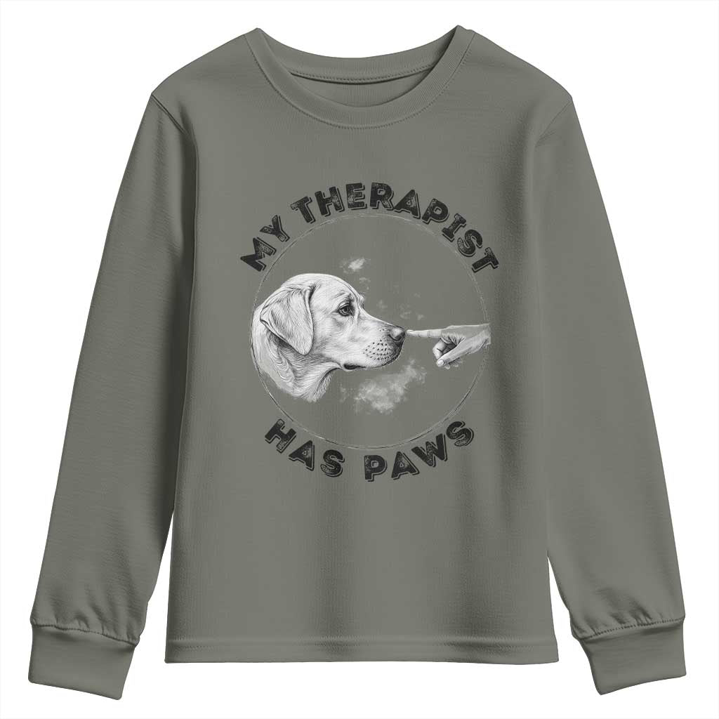 Funny Labrador Retriever Gift Youth Sweatshirt My Therapist Has Paws - Wonder Print Shop