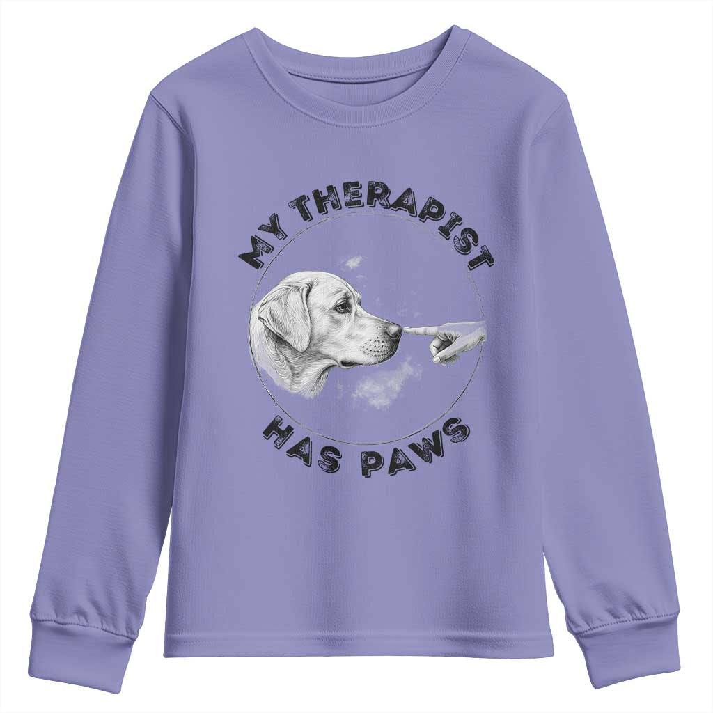 Funny Labrador Retriever Gift Youth Sweatshirt My Therapist Has Paws - Wonder Print Shop
