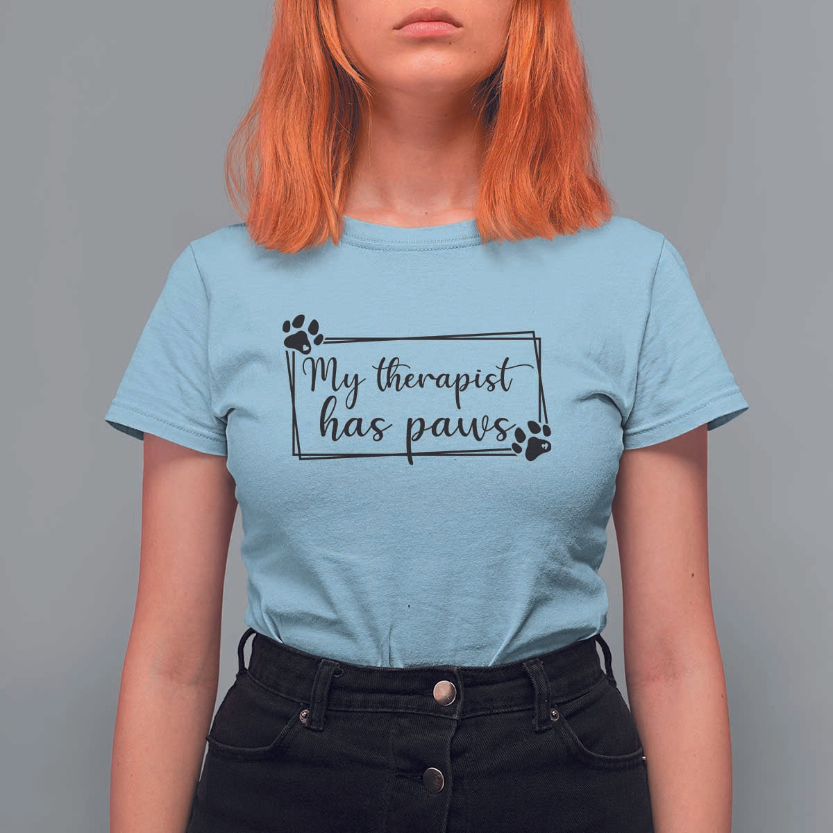 Funny Dog Lover T Shirt For Women My Therapist Has Paws - Wonder Print Shop