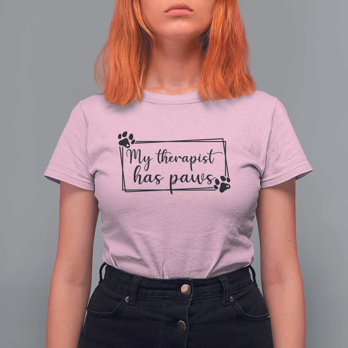 Funny Dog Lover T Shirt For Women My Therapist Has Paws - Wonder Print Shop