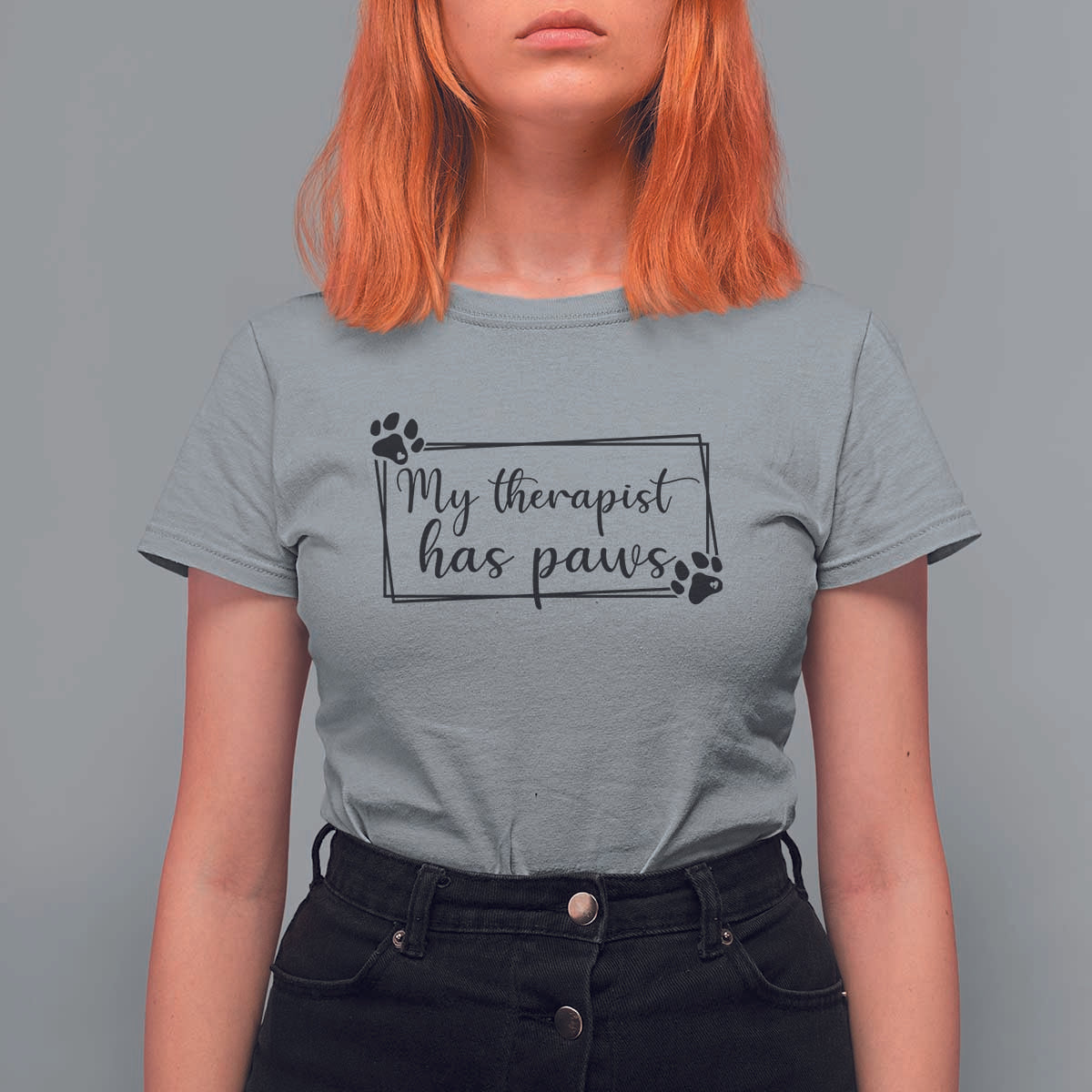 Funny Dog Lover T Shirt For Women My Therapist Has Paws - Wonder Print Shop