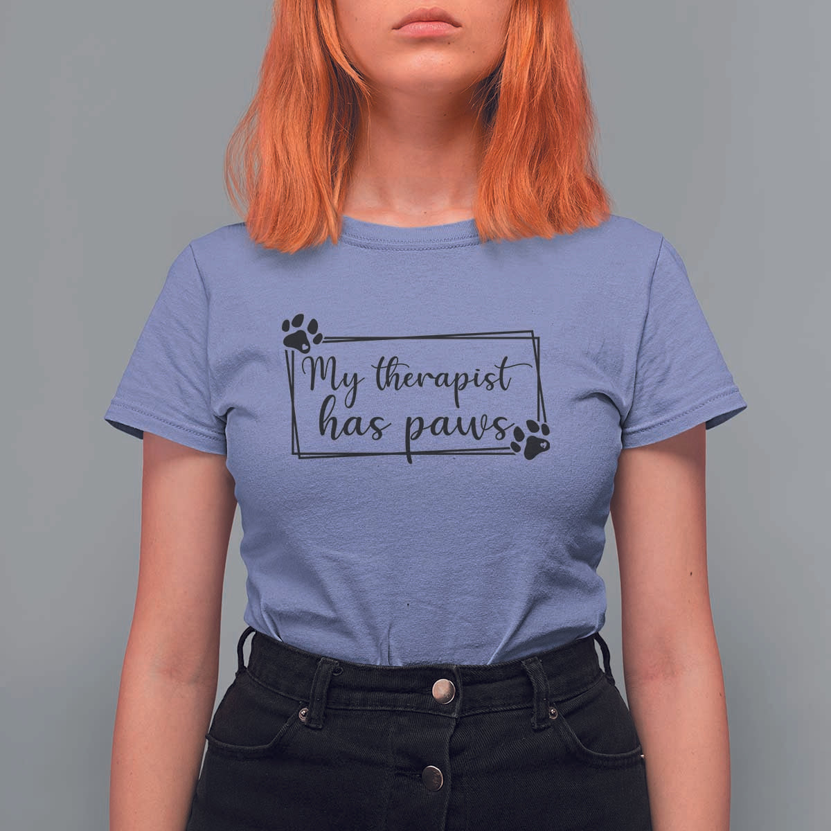 Funny Dog Lover T Shirt For Women My Therapist Has Paws - Wonder Print Shop