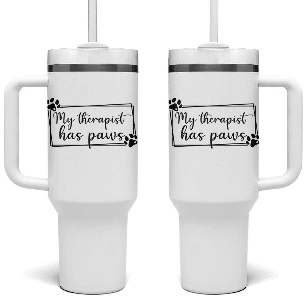 Funny Dog Lover Tumbler With Handle My Therapist Has Paws - Wonder Print Shop