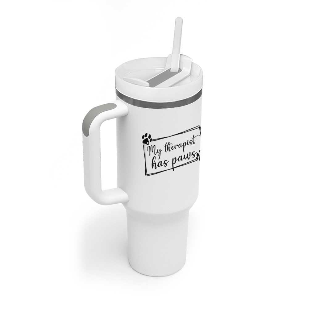 Funny Dog Lover Tumbler With Handle My Therapist Has Paws - Wonder Print Shop