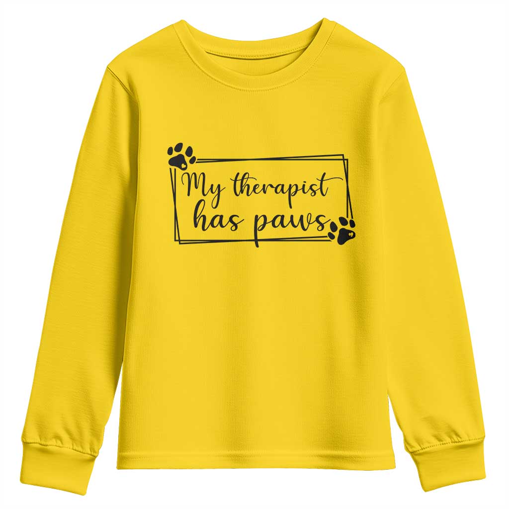 Funny Dog Lover Youth Sweatshirt My Therapist Has Paws - Wonder Print Shop