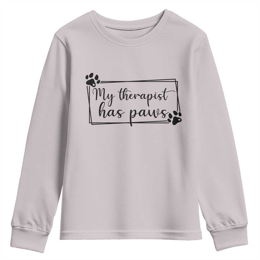 Funny Dog Lover Youth Sweatshirt My Therapist Has Paws - Wonder Print Shop