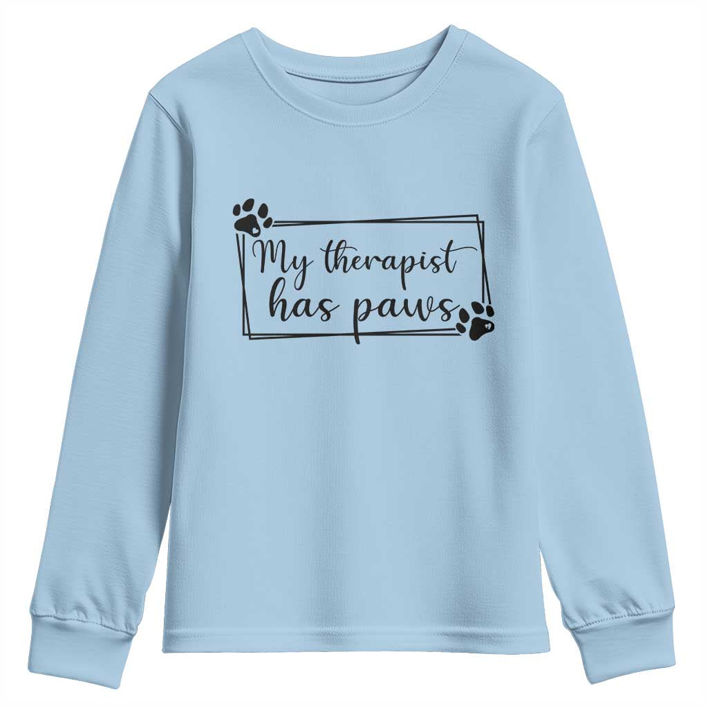 Funny Dog Lover Youth Sweatshirt My Therapist Has Paws - Wonder Print Shop