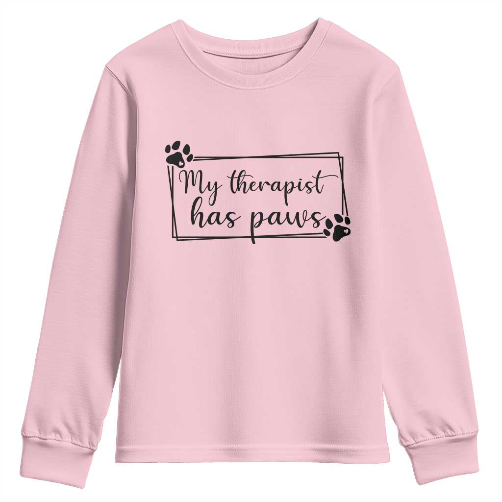 Funny Dog Lover Youth Sweatshirt My Therapist Has Paws - Wonder Print Shop