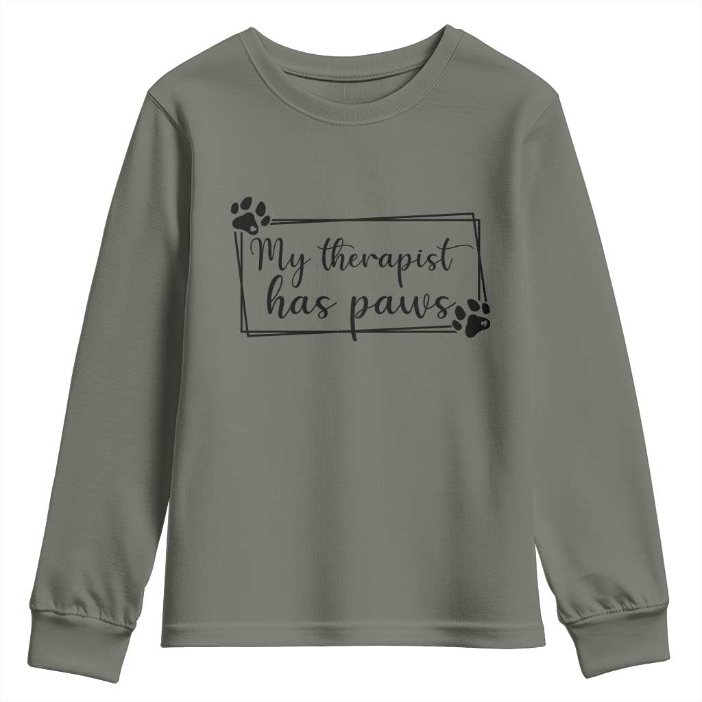 Funny Dog Lover Youth Sweatshirt My Therapist Has Paws - Wonder Print Shop