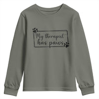 Funny Dog Lover Youth Sweatshirt My Therapist Has Paws - Wonder Print Shop