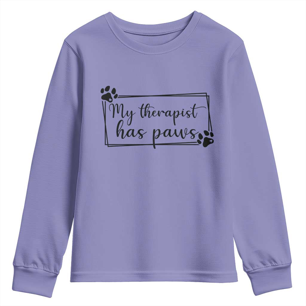 Funny Dog Lover Youth Sweatshirt My Therapist Has Paws - Wonder Print Shop