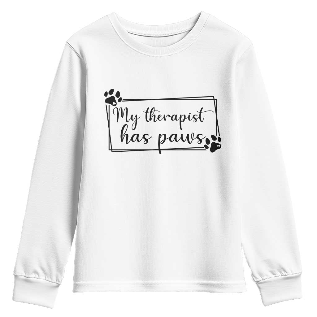 Funny Dog Lover Youth Sweatshirt My Therapist Has Paws - Wonder Print Shop