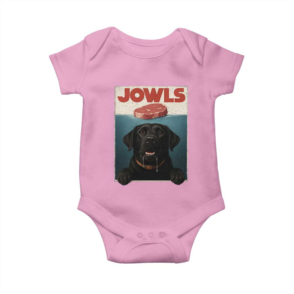 Black Labrador Retriever Baby Onesie Funny Jowls Horror Dog Poster - Wonder Print Shop