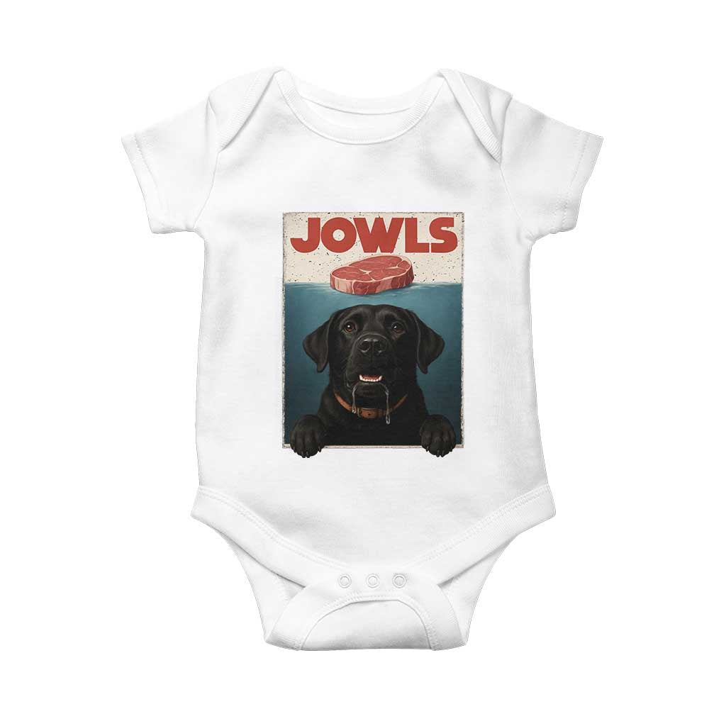 Black Labrador Retriever Baby Onesie Funny Jowls Horror Dog Poster - Wonder Print Shop