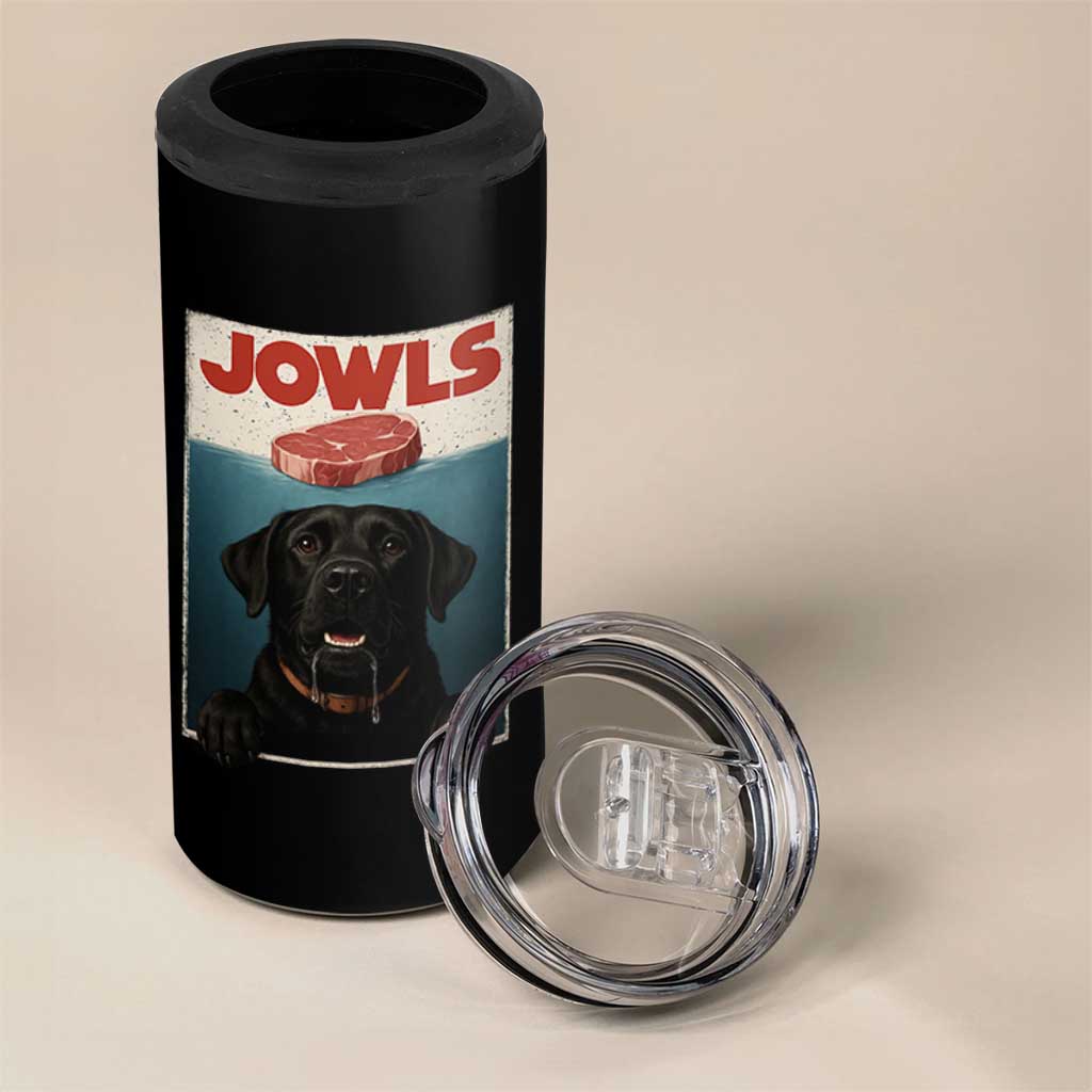 Black Labrador Retriever 4 in 1 Can Cooler Tumbler Funny Jowls Horror Dog Poster - Wonder Print Shop