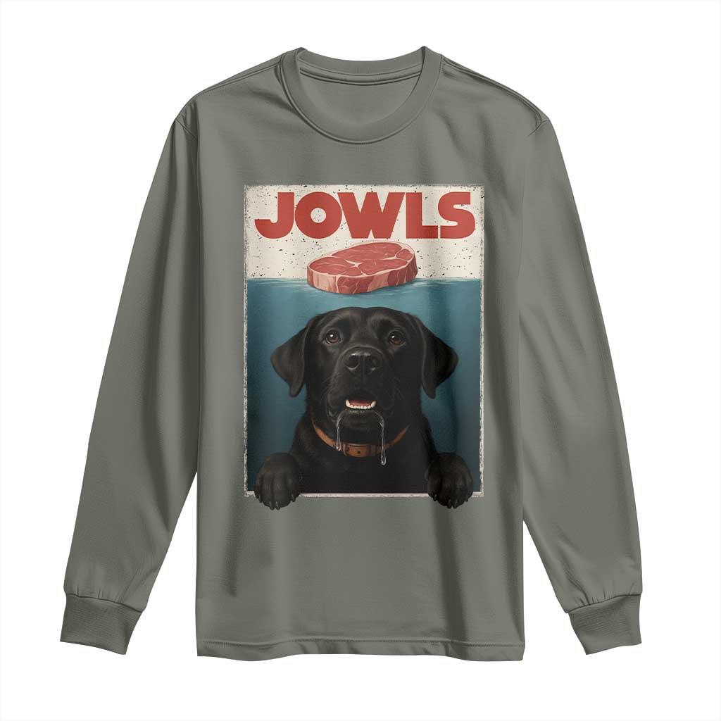 Black Labrador Retriever Long Sleeve Shirt Funny Jowls Horror Dog Poster - Wonder Print Shop