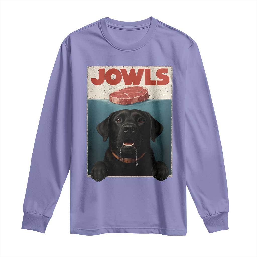 Black Labrador Retriever Long Sleeve Shirt Funny Jowls Horror Dog Poster - Wonder Print Shop