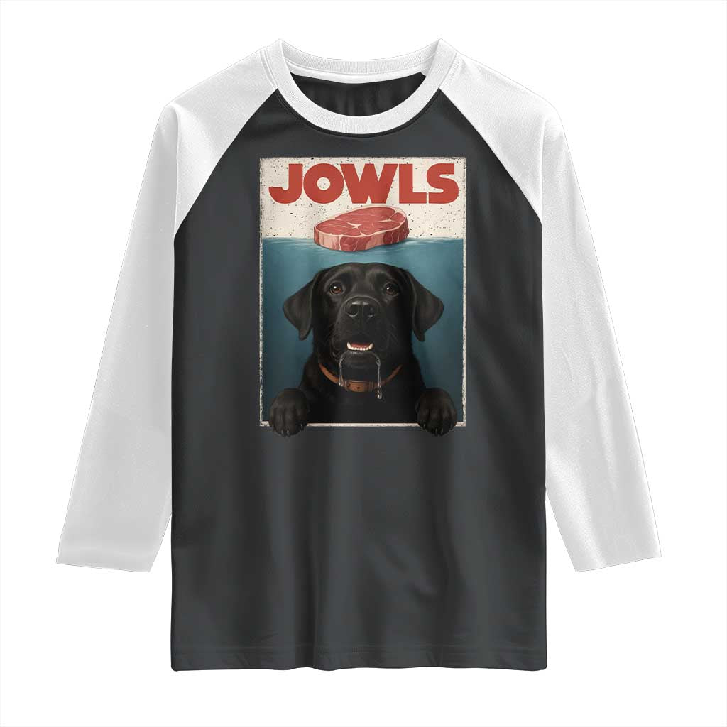 Black Labrador Retriever Raglan Shirt Funny Jowls Horror Dog Poster - Wonder Print Shop