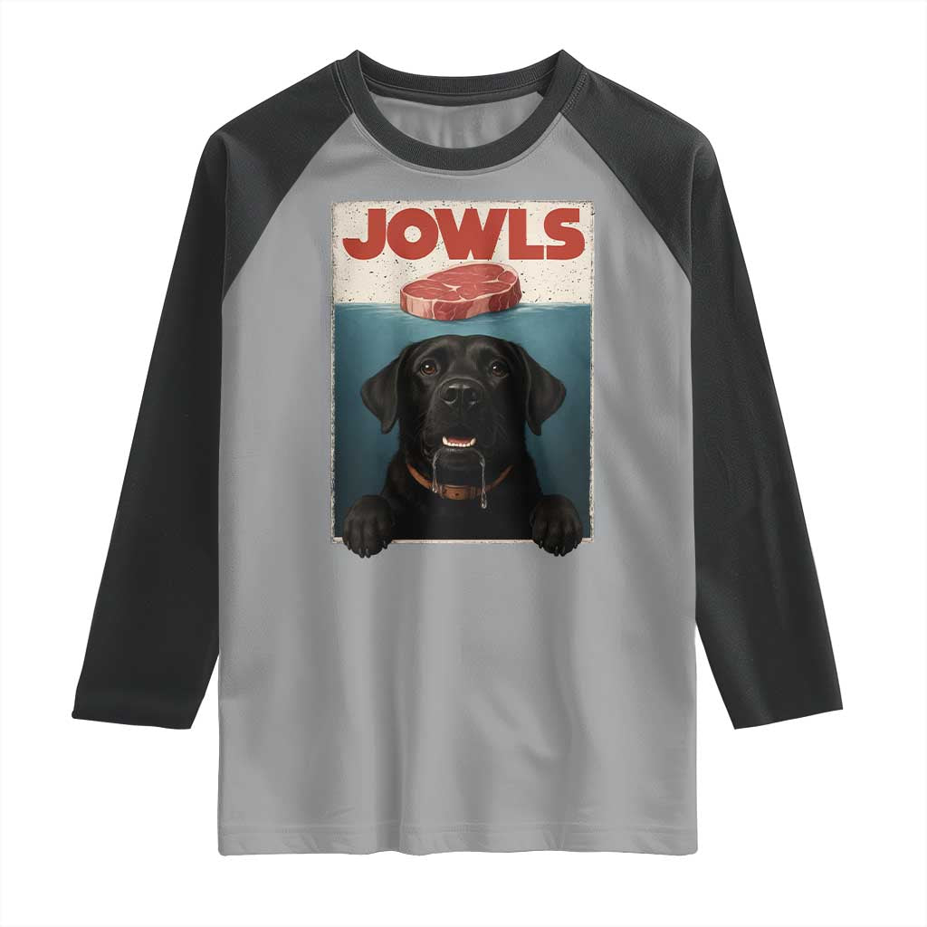 Black Labrador Retriever Raglan Shirt Funny Jowls Horror Dog Poster - Wonder Print Shop