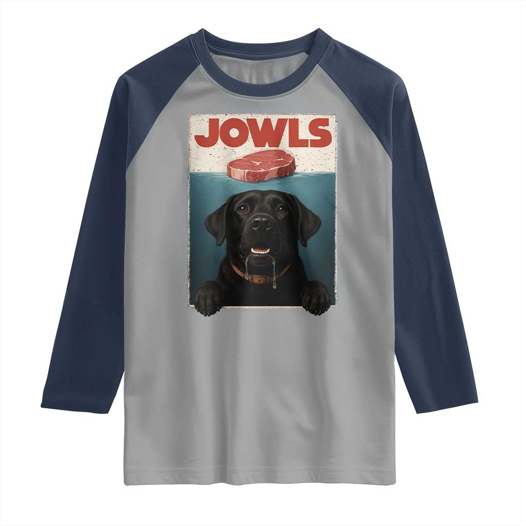 Black Labrador Retriever Raglan Shirt Funny Jowls Horror Dog Poster - Wonder Print Shop