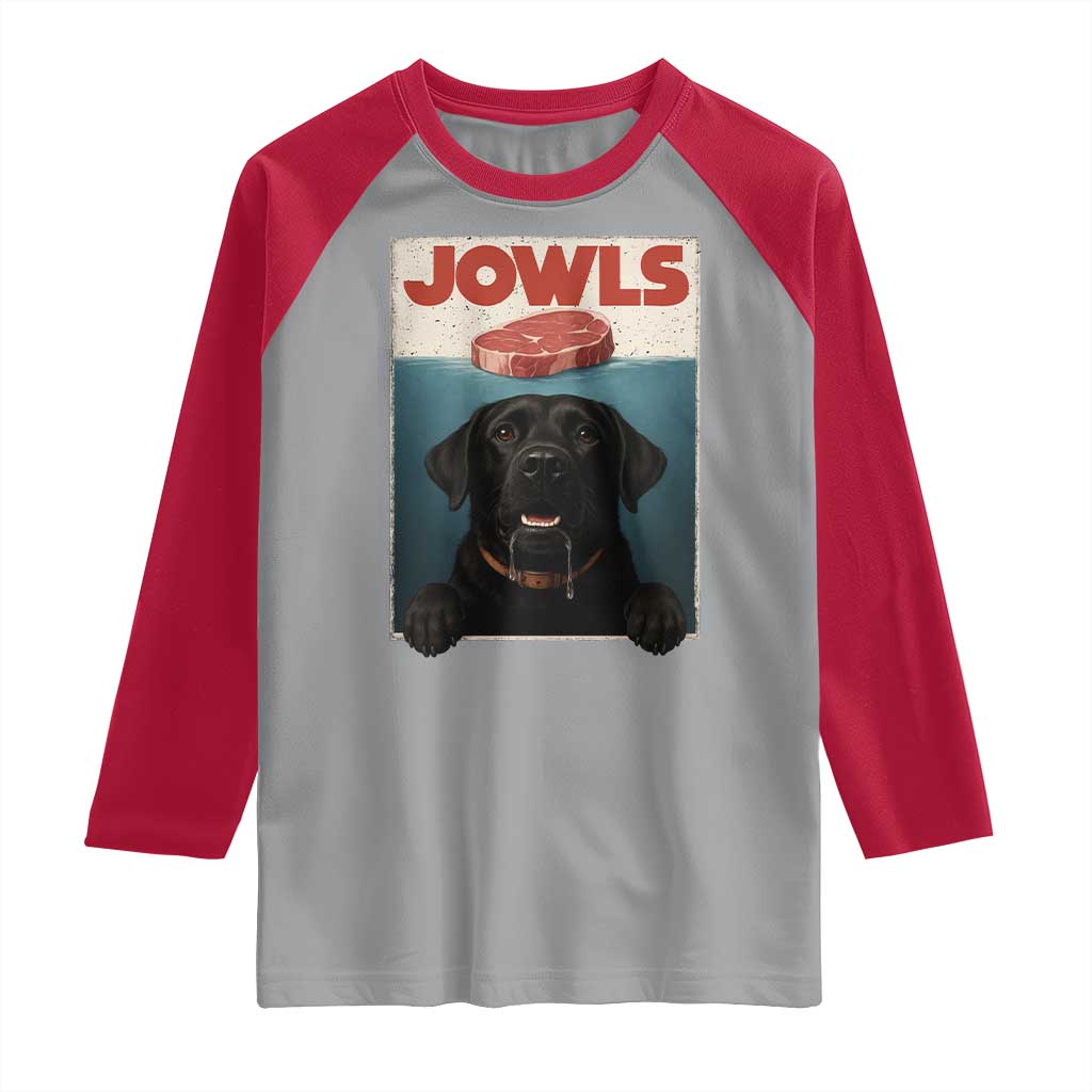 Black Labrador Retriever Raglan Shirt Funny Jowls Horror Dog Poster - Wonder Print Shop